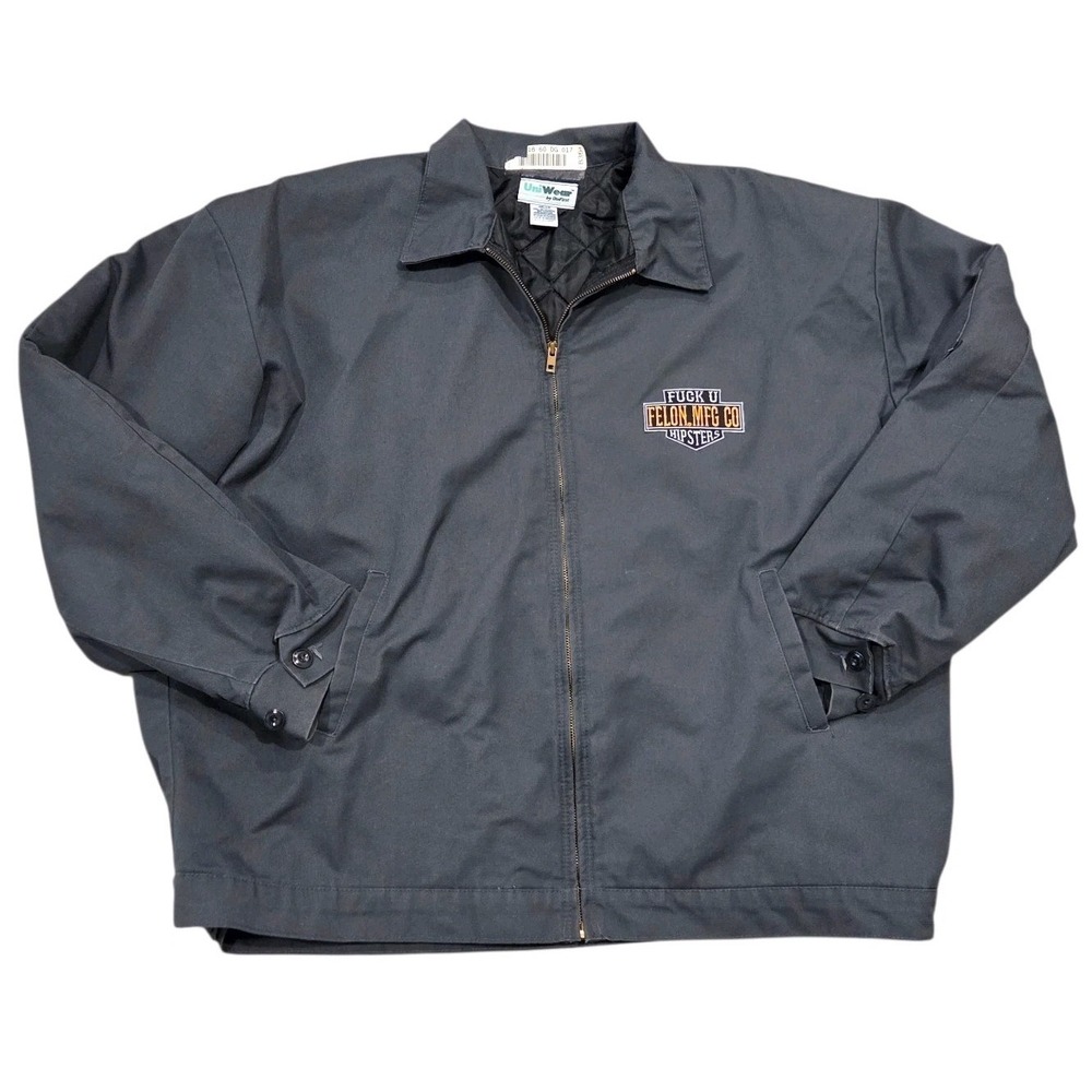 UniWear Gray Jacket Full Zip Felon Mfg Co Patch Hot Rod F*** Hipsters Lined 3XL